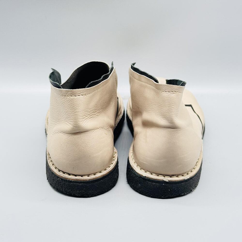 Dusica Dusica Boots Womens 6.5 Beige Leather Slip On Ankle Booties Crepe Sole - Picture 7 of 13